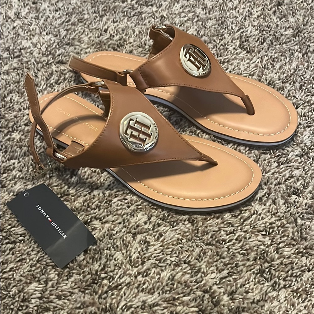 Tommy Hilfiger Tan Leather Sandals